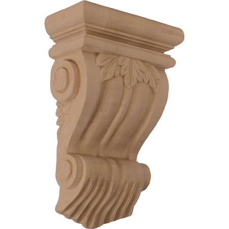 Ekena Millwork 7"W x 3 1/2"D x 11"H Traditional Leaf Corbel, Rubberwood COR07X03X10TRRW